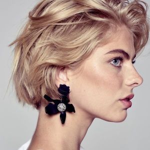 Black floral earrings